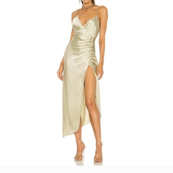 SER.O.YA Emma Silk Dress Sage Large - Picture 1 of 9